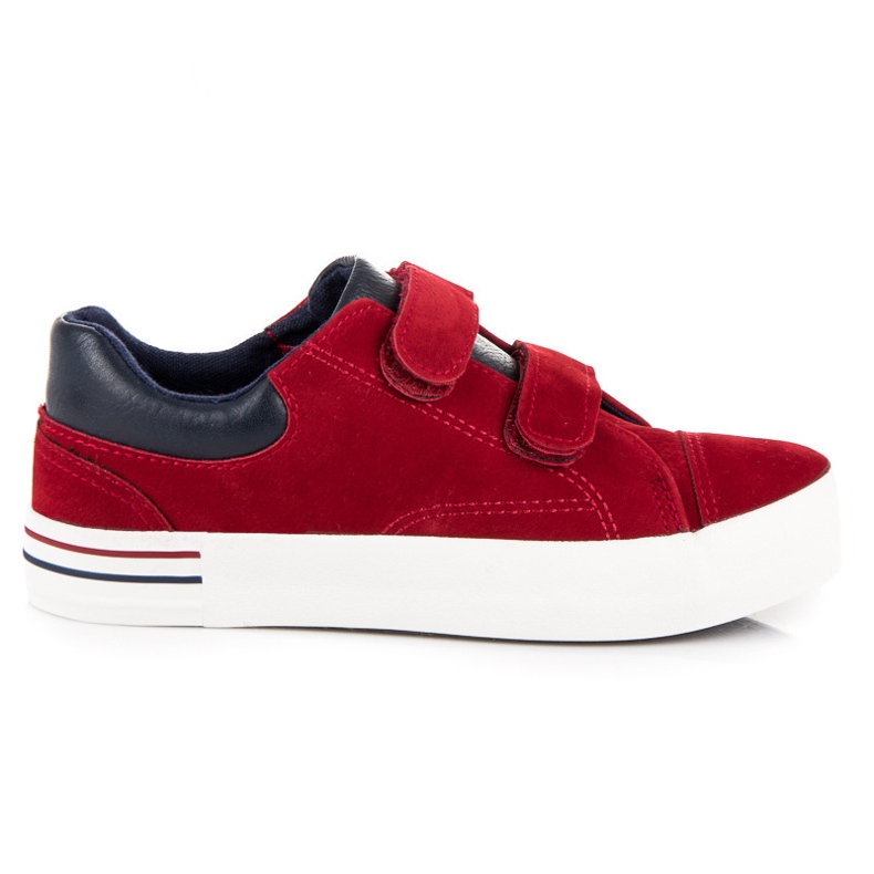 Baskets Velcro en daim rouge