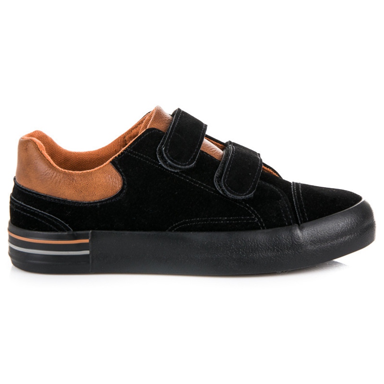Baskets en daim avec velcro le noir brun