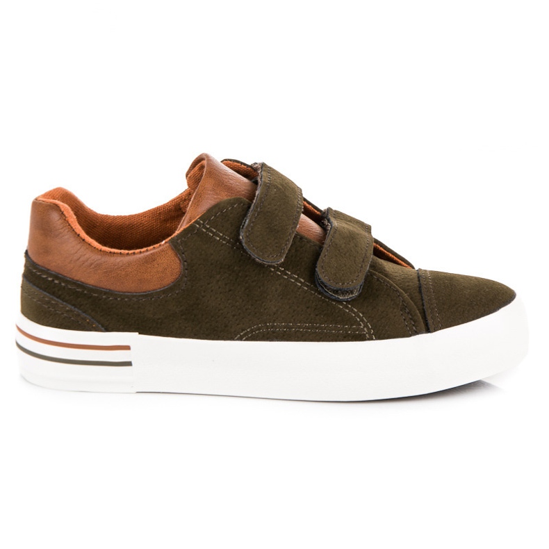 Baskets en daim avec velcro brun vert