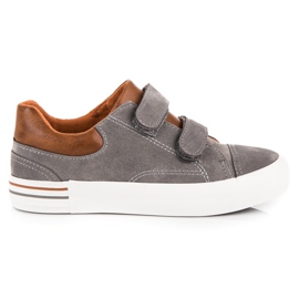 Baskets en daim avec velcro brun gris