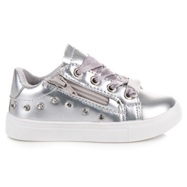 Sneakers Argent Avec Ruban gris