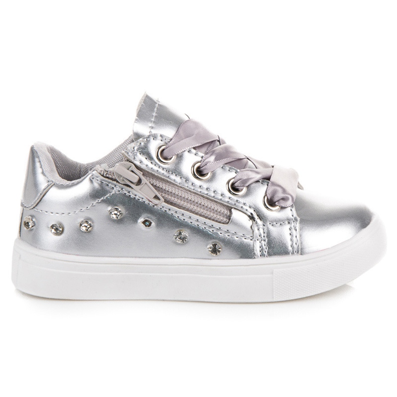 Sneakers Argent Avec Ruban gris