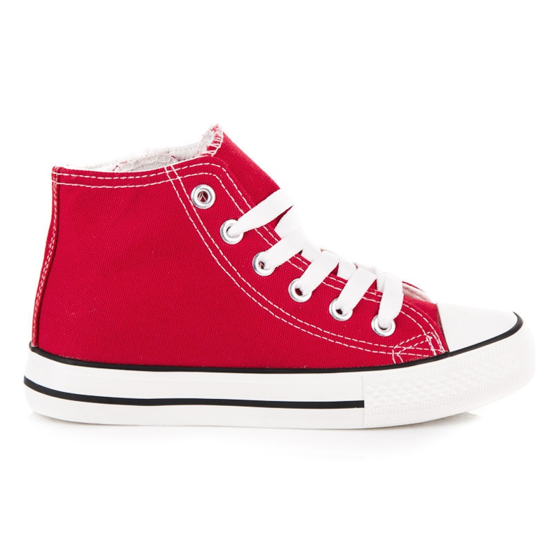 Sneakers au-dessus de la cheville sur la fermeture éclair rouge