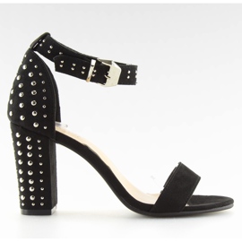 Sandales noires noires à talons hauts