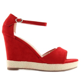 Sandales compensées espadrilles rouges