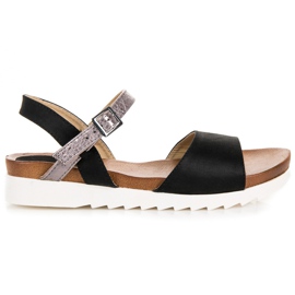 Sandales vinceza plates en daim le noir Sandales vinceza plates en daim le noir