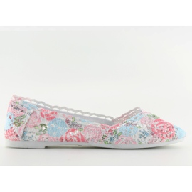 Ballerines en dentelle JX60P L.BLUE blanc