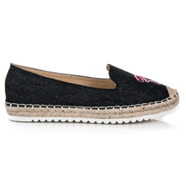 Bestelle Espadrilles avec un flamant rose le noir
