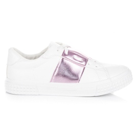 Baskets mode blanches violet