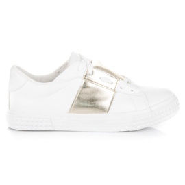 Baskets mode sport blanches jaune