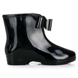 Bottes en caoutchouc noir avec un nœud le noir Bottes en caoutchouc noir avec un nœud le noir