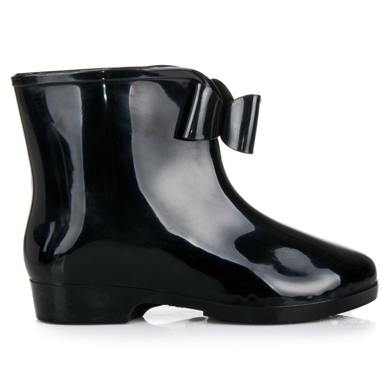 Bottes en caoutchouc noir avec un nœud le noir