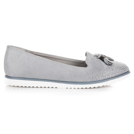 Muto Ballerines en daim à franges gris