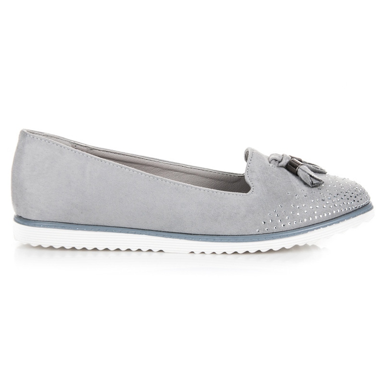 Muto Ballerines en daim à franges gris