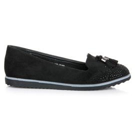 Muto Ballerines en daim à franges noir