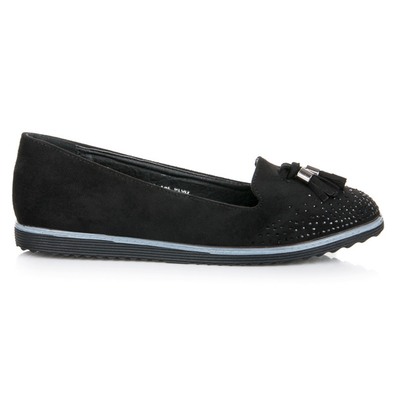 Muto Ballerines en daim à franges le noir