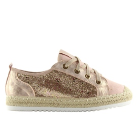 Baskets espadrilles roses à lacets B-140 Rose