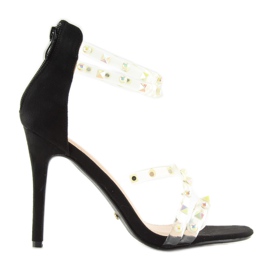 Sandales noires à brides en silicone le noir