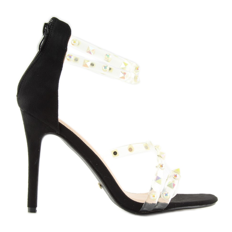 Sandales noires à brides en silicone le noir