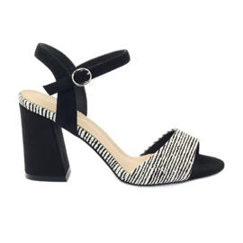 Sandales sur le poteau Sergio Leone 820 à rayures blanc noir