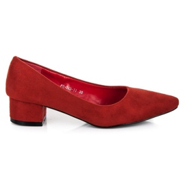 Best Shoes Escarpins en daim à petits talons rouge