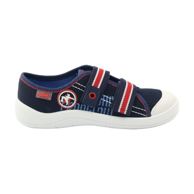 Chaussons de baskets pour garçons Befado 672Y058 bleu marin rouge blanche