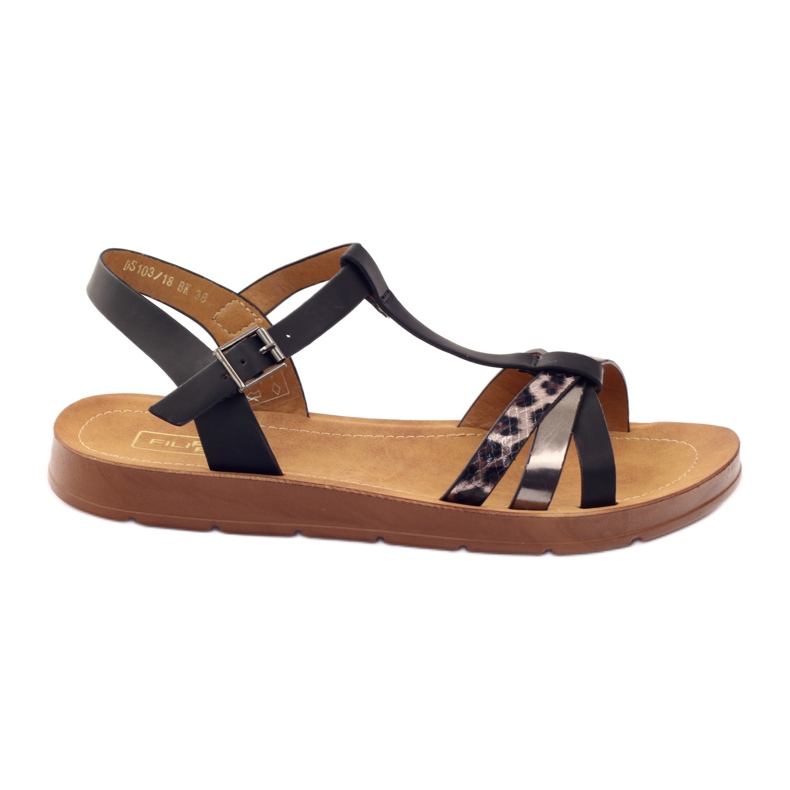 Filippo Sandales femme léopard 103 noir le noir gris