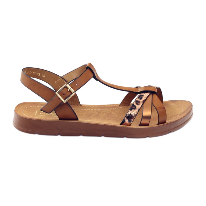 Filippo Sandales femme panthère wz 103 brun jaune