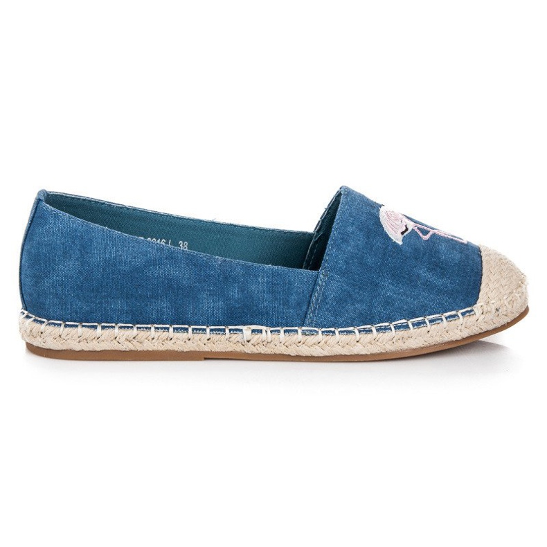Bestelle Espadrilles bleues avec un flamant rose