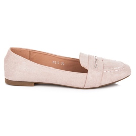 Small Swan Mocassins en daim à paillettes rose