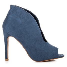 Bestelle Bottines en daim à bout ouvert bleu
