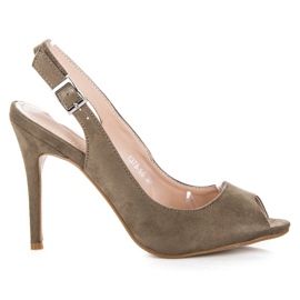 Bestelle Sandales en daim sur un talon haut vert