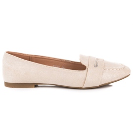 Small Swan Mocassins en daim à paillettes beige
