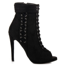 Seastar Bottes à bout ouvert nouées noir