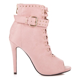 Seastar Bottines en daim à bout ouvert rose