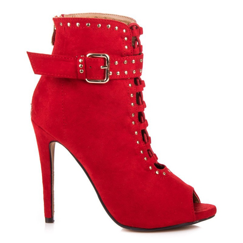 Seastar Bottines en daim à bout ouvert rouge