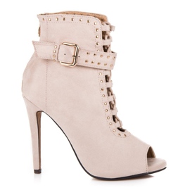Seastar Bottines en daim à bout ouvert beige