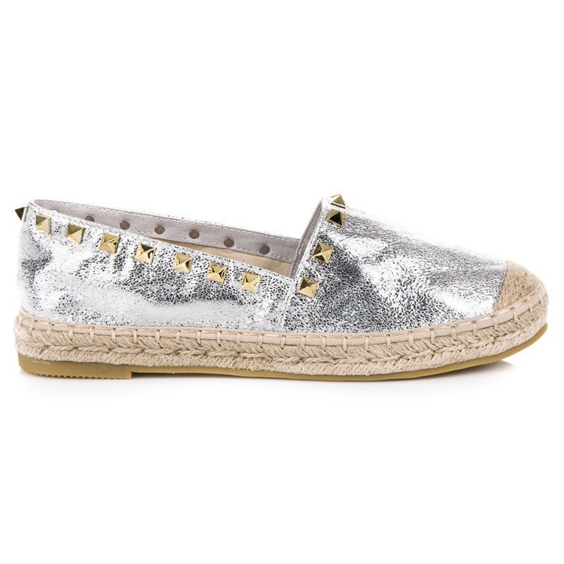 Coura Espadrilles argentées à clous gris