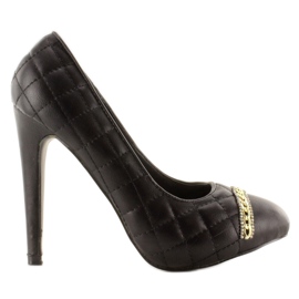 Escarpins matelassés sur stiletto 200-71 Noir