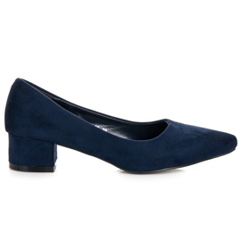 Best Shoes Escarpins en daim à petits talons bleu