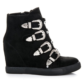 Bestelle Baskets en daim à boucles le noir