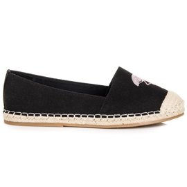 Bestelle Espadrilles noires avec un flamant rose