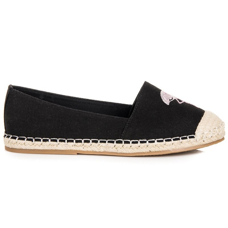 Bestelle Espadrilles noires avec un flamant rose le noir
