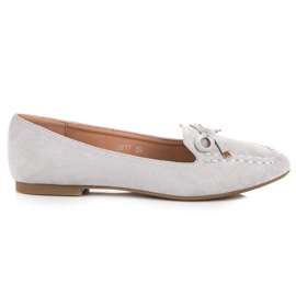 Small Swan Mocassins En Daim Avec Nœud gris