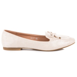 Small Swan Mocassins En Daim Avec Nœud beige