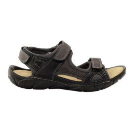 Sandales en cuir velcro Naszbut 043 noir gris