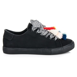 Ideal Shoes Baskets noires à franges le noir Ideal Shoes Baskets noires à franges le noir