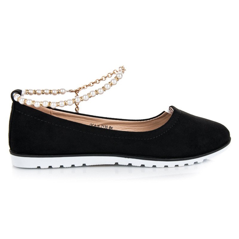 Ballerines en daim avec perles de vinceza le noir