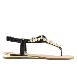 Sandales à perles noires D580 noir