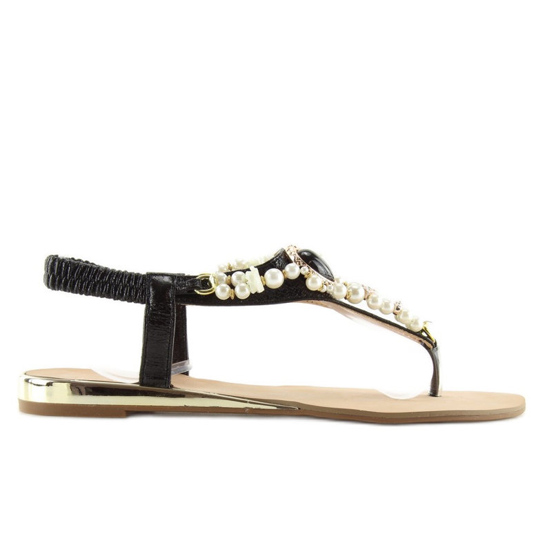 Sandales à perles noires D580 noir le noir